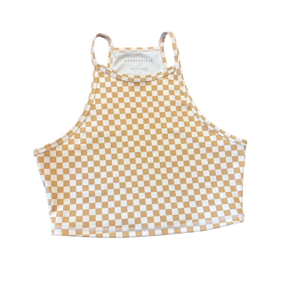 Aeropostale Checkered Crop Top Sleeveless‎ Tank Top Racerback - Size S